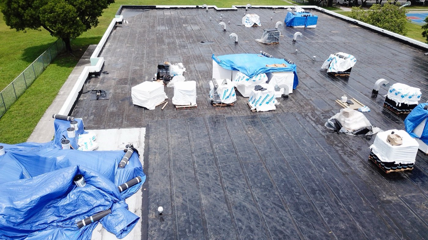 Flat roof on a Miami Beach area building by Caston Roofing
